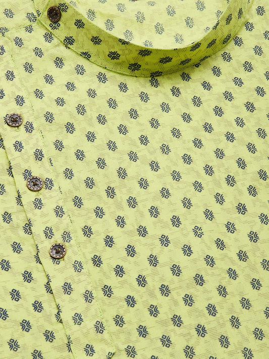 Jompers Men's Green Cotton printed kurta Only | Swadesiicart