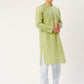 Jompers Men's Green Cotton printed kurta Pyjama Set | Swadesiicart