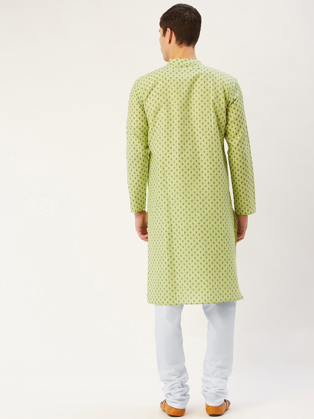 Jompers Men's Green Cotton printed kurta Pyjama Set | Swadesiicart