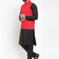 Jompers Men's Solid Kurta Pajama with Solid Waistcoat (Red) | Swadesiicart