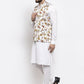Jompers Men's Solid Cotton Kurta Pajama with Printed Waistcoat (White-W) | Swadesiicart