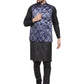 Jompers Men's Solid Cotton Kurta Pajama with Printed Waistcoat (Blue-B) | Swadesiicart