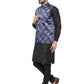 Jompers Men's Solid Cotton Kurta Pajama with Printed Waistcoat (Blue-B) | Swadesiicart