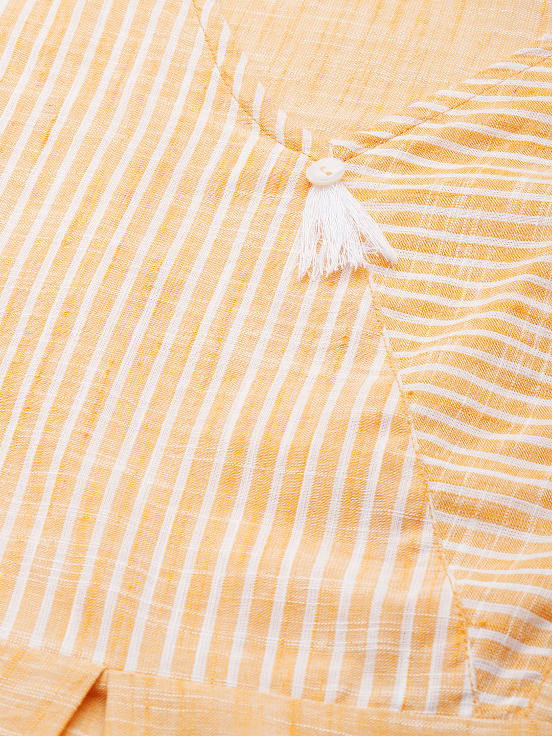 Jompers Women Yellow Pure Cotton Striped Pleated Kurta | Swadesiicart