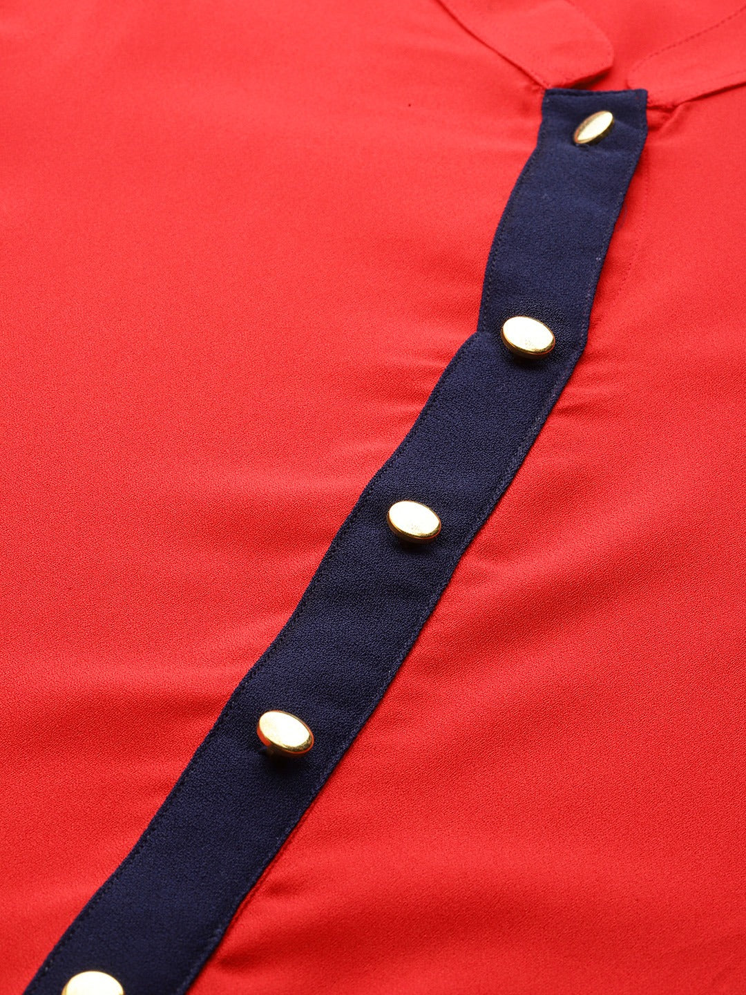Jompers Women Red & Navy Blue Solid A-line Kurta | Swadesiicart