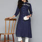 Jompers Women's Paisley Embroidered Chikankari Navy Kurta - Swadesiicart