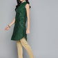 Jompers Women's Geometric Embroidered Mirror Work Kurta - Green - Swadesiicart