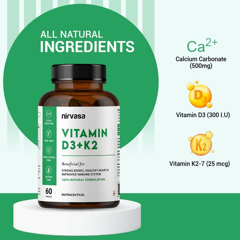 Nirvasa Vitamin D3 + K2 Tablets | Swadesiicart