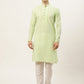 Jompers Men's Green Embroidered Kurta Payjama Sets | Swadesiicart