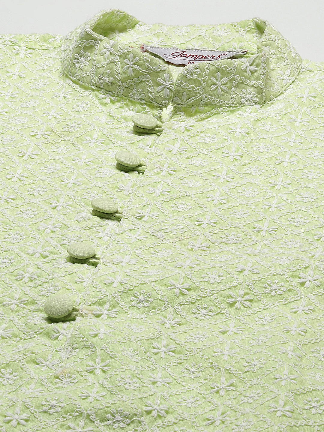 Jompers Men's Green Embroidered Kurta Only | Swadesiicart