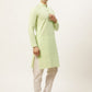 Jompers Men's Green Embroidered Kurta Payjama Sets | Swadesiicart