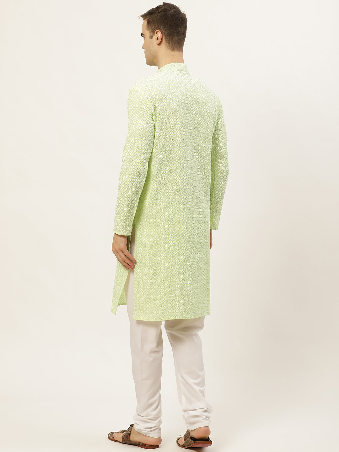 Jompers Men's Green Embroidered Kurta Payjama Sets | Swadesiicart