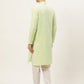 Jompers Men's Green Embroidered Kurta Only | Swadesiicart
