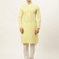 Jompers Men's Yellow Embroidered Kurta Payjama Sets | Swadesiicart