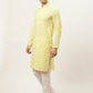 Jompers Men's Yellow Embroidered Kurta Payjama Sets | Swadesiicart