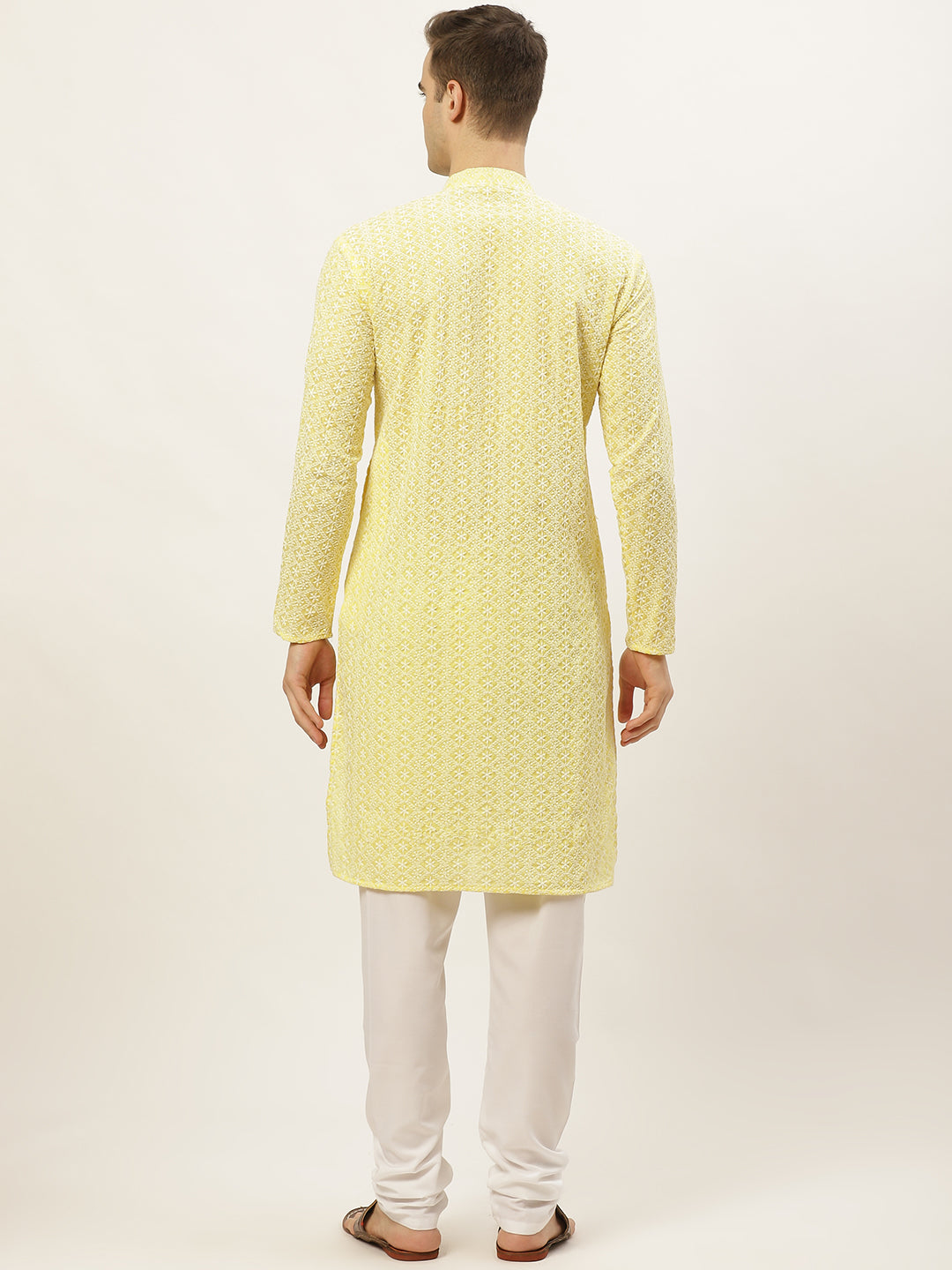 Jompers Men's Yellow Embroidered Kurta Payjama Sets | Swadesiicart