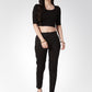 Jompers Women Black Smart Slim Fit Solid Regular Trousers | Swadesiicart