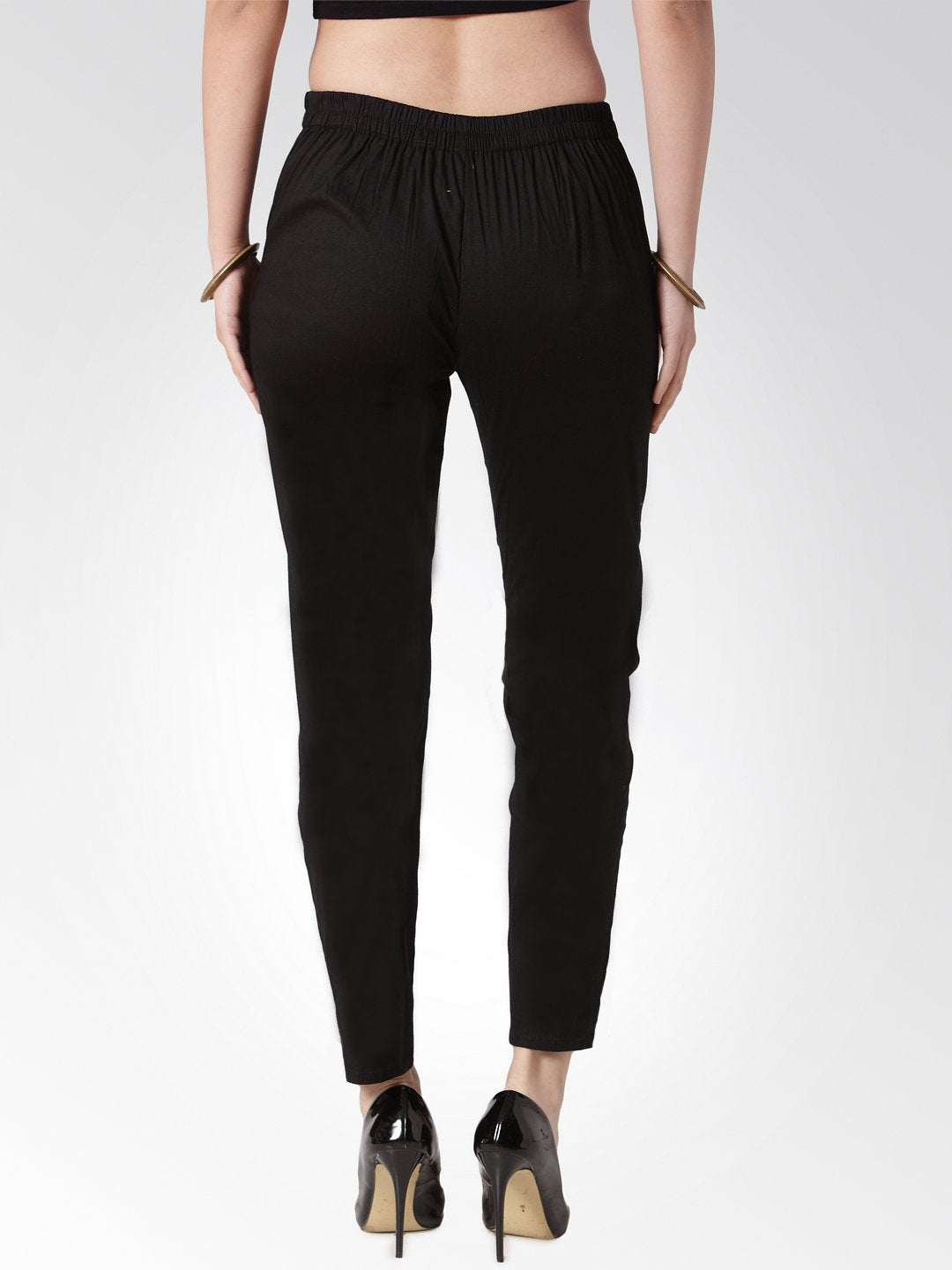 Jompers Women Black Smart Slim Fit Solid Regular Trousers | Swadesiicart