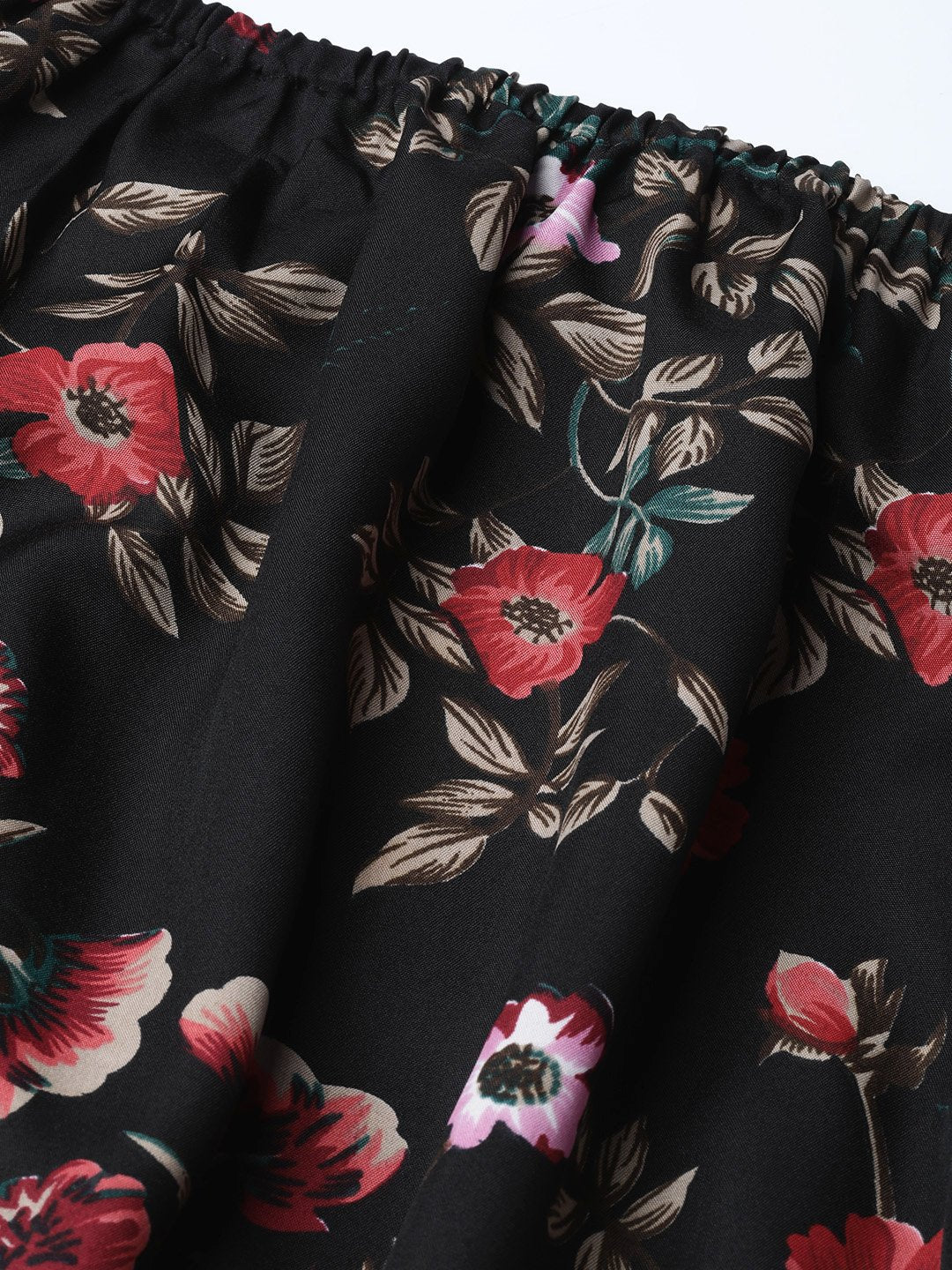 Jompers Women Black Printed Bardot Top | Swadesiicart