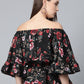 Jompers Women Black Printed Bardot Top | Swadesiicart