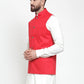 Jompers Men Red Solid Nehru Jacket | Swadesiicart