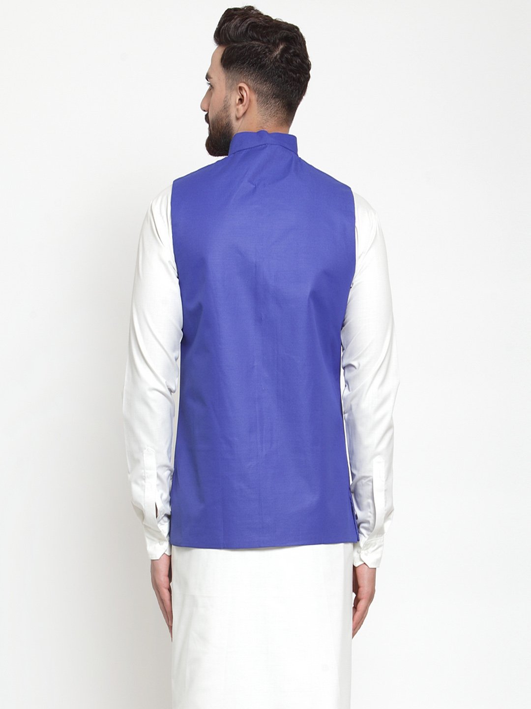 Jompers Men Royal-Blue Solid Nehru Jacket | Swadesiicart