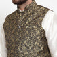 Jompers Men Gold-Coloured & Black Woven Design Nehru Jacket | Swadesiicart