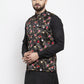 Jompers Men's Black Printed Nehru Jacket | Swadesiicart