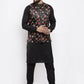 Jompers Men Black Printed Satin Nehru Jacket | Swadesiicart