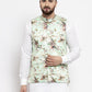 Jompers Men Lime-Green Printed Satin Nehru Jacket | Swadesiicart