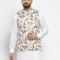 Jompers Men White Printed Satin Nehru Jacket | Swadesiicart