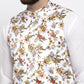 Jompers Men White Printed Satin Nehru Jacket | Swadesiicart