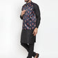 Jompers Men Navy-Blue Printed Satin Nehru Jacket | Swadesiicart