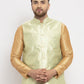 Jompers Men's Green Woven Nehru Jacket | Swadesiicart