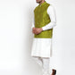 Jompers Men's Green Woven Design Nehru Jacket | Swadesiicart