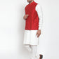 Jompers Men's Beautiful Red Woven Design Nehru Jacket | Swadesiicart