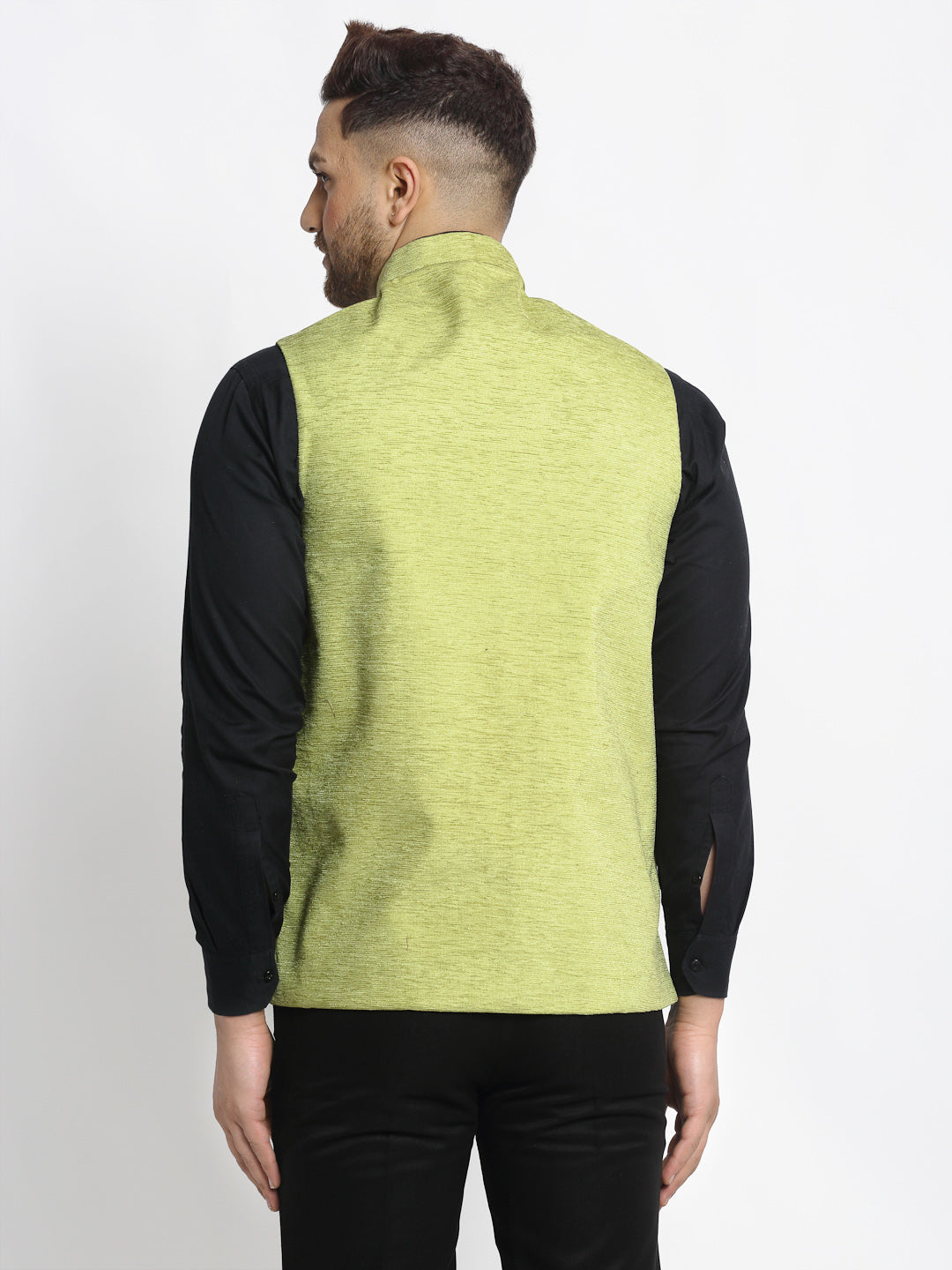 Jompers Men's Green Solid Nehru Jacket with Square Pocket | Swadesiicart