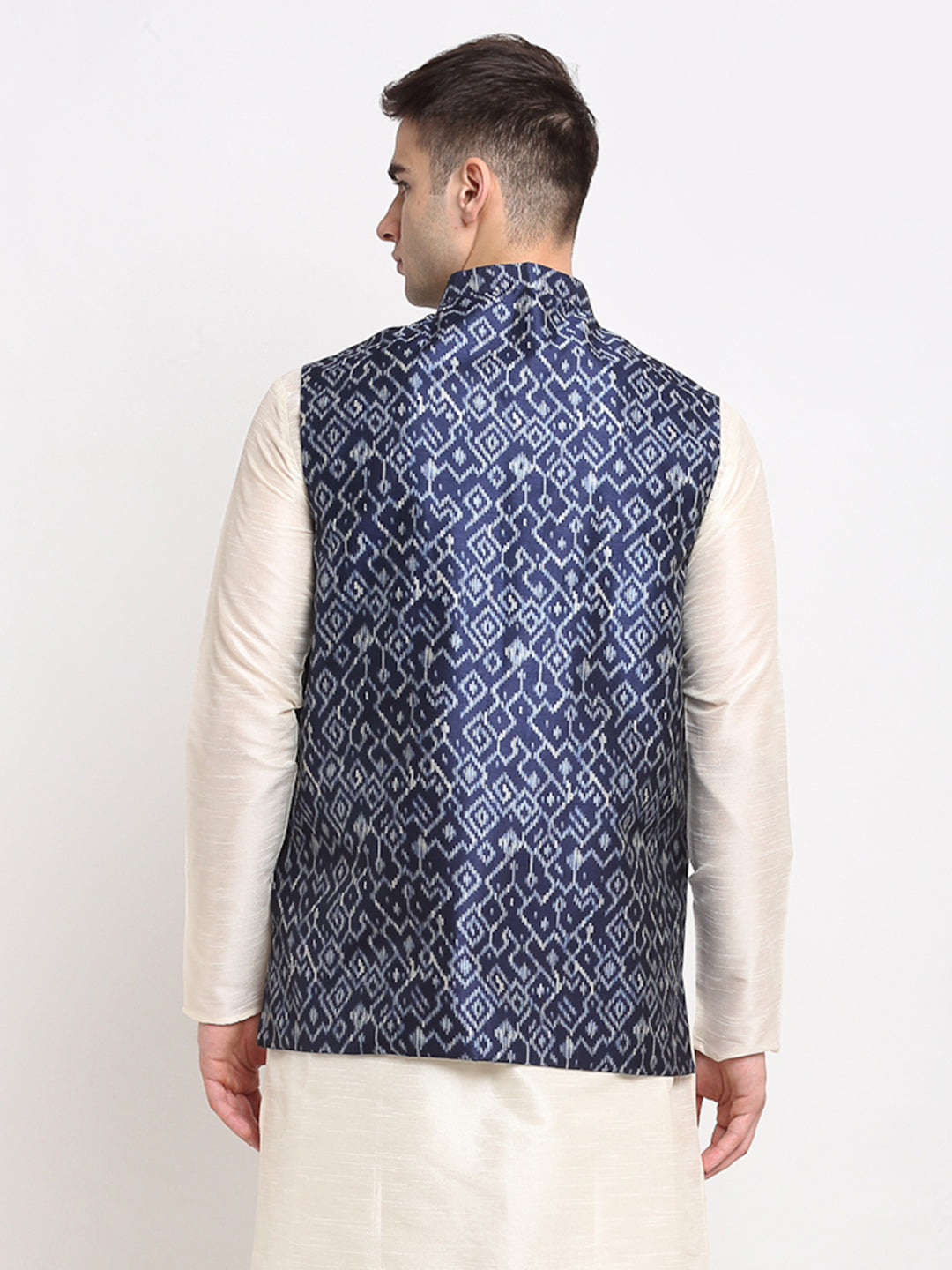 Jompers Men's Blue Digital Printed Blue Waistcoat | Swadesiicart