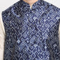Jompers Men's Blue Digital Printed Blue Waistcoat | Swadesiicart