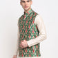 Jompers Men's Green Digital Printed Green Waistcoat | Swadesiicart