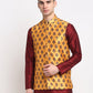 Jompers Men's Yellow Digital Printed Yellow Waistcoat | Swadesiicart