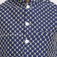 Jompers Men's Navy Blue Navy Blue and White Embroidered Nehru Jacket | Swadesiicart