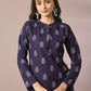 Myshka Women's Navy Blue Printed Round Neck Party Top With Skirt Co-ord set - Swadesiicart