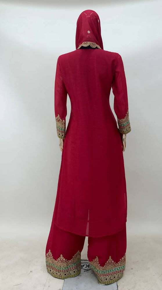 Lorenvalley Fashion Pink Chinon Embroidery With Sequince Work Salwar Kameez Stitched | Swadesiicart