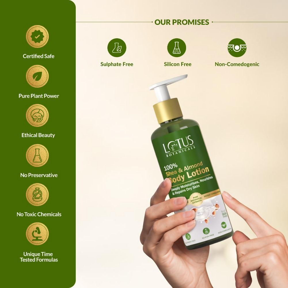 Lotus Botanicals 100% Shea & Almond Body Lotion | Swadesiicart