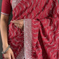 Vastranavya Pink Chinnon Silk Embroidery Multi Sequence & Arco Cut Work Ready to Wear Saree | Swadesiicart