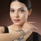NVR Women's Set of 2 Silver-Toned German Silver Oxidised Bangle - Swadesiicart