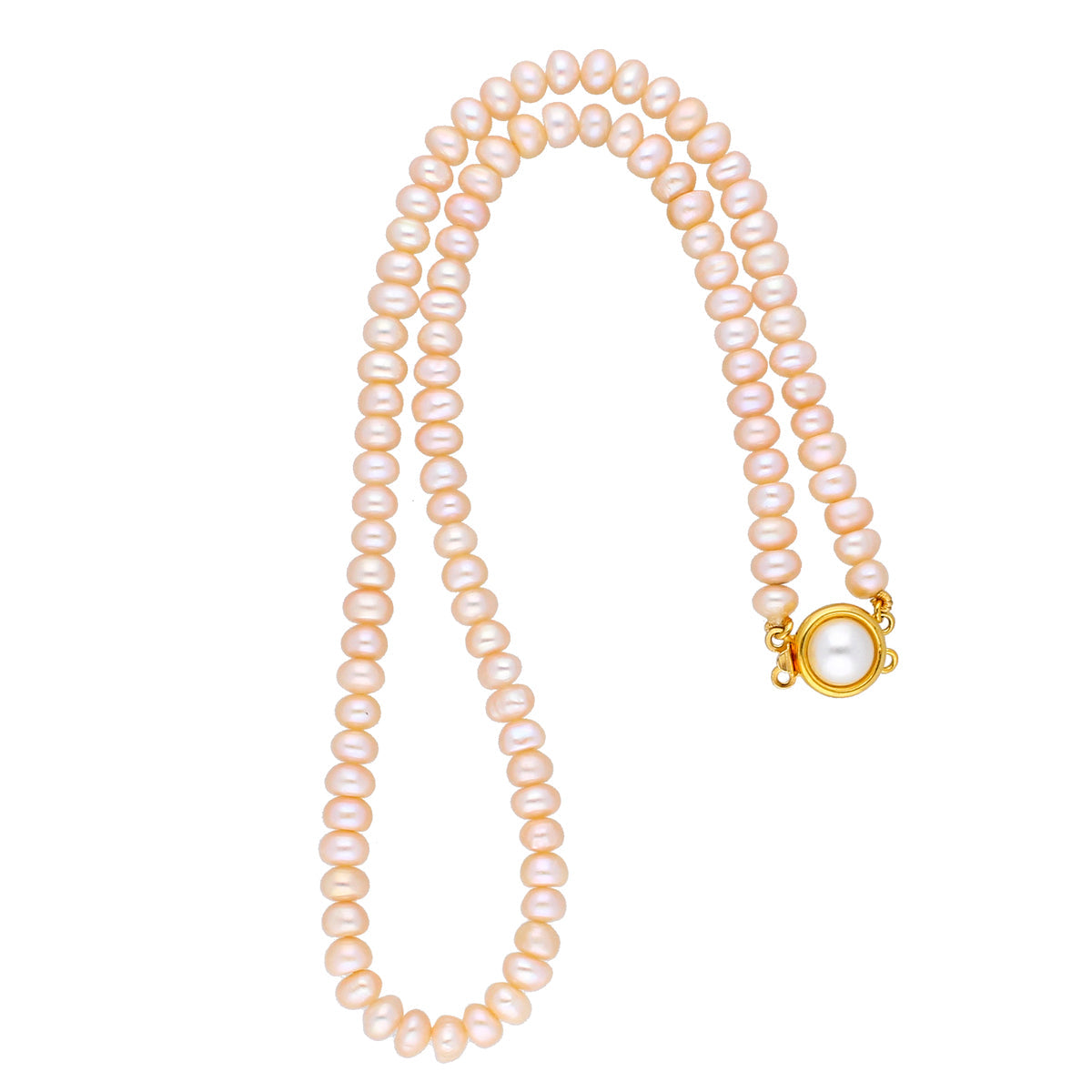 J Pearls New Single Line Peach Pearl Necklace - Real Pearl Jewelry | Swadesiicart