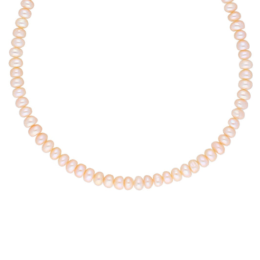 J Pearls New Single Line Peach Pearl Necklace - Real Pearl Jewelry | Swadesiicart