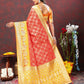 Lorenvalley Fashion Red & Yellow Patola Silk Woven Design Meenakari Weaving Saree - Swadesiicart